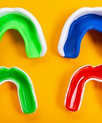 4 colorful mouthguards
