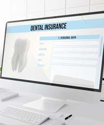 Computer monitor showing a dental insurance form
