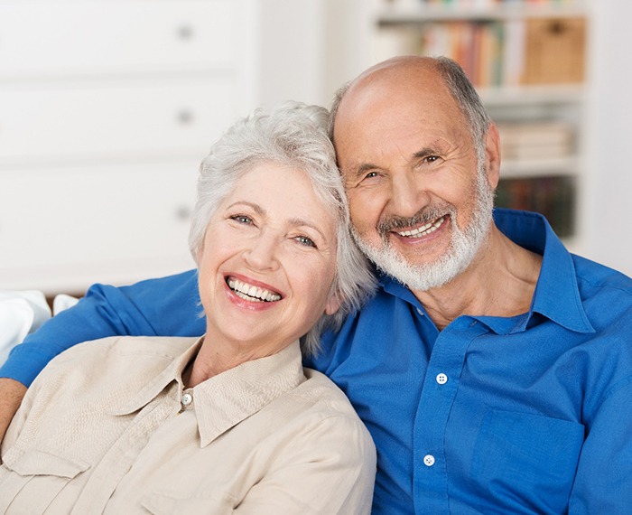 Couple wearing dentures in Gilbert