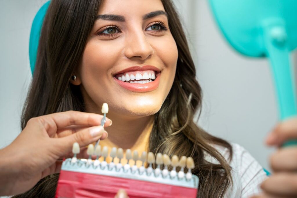 A woman getting professional teeth whitening